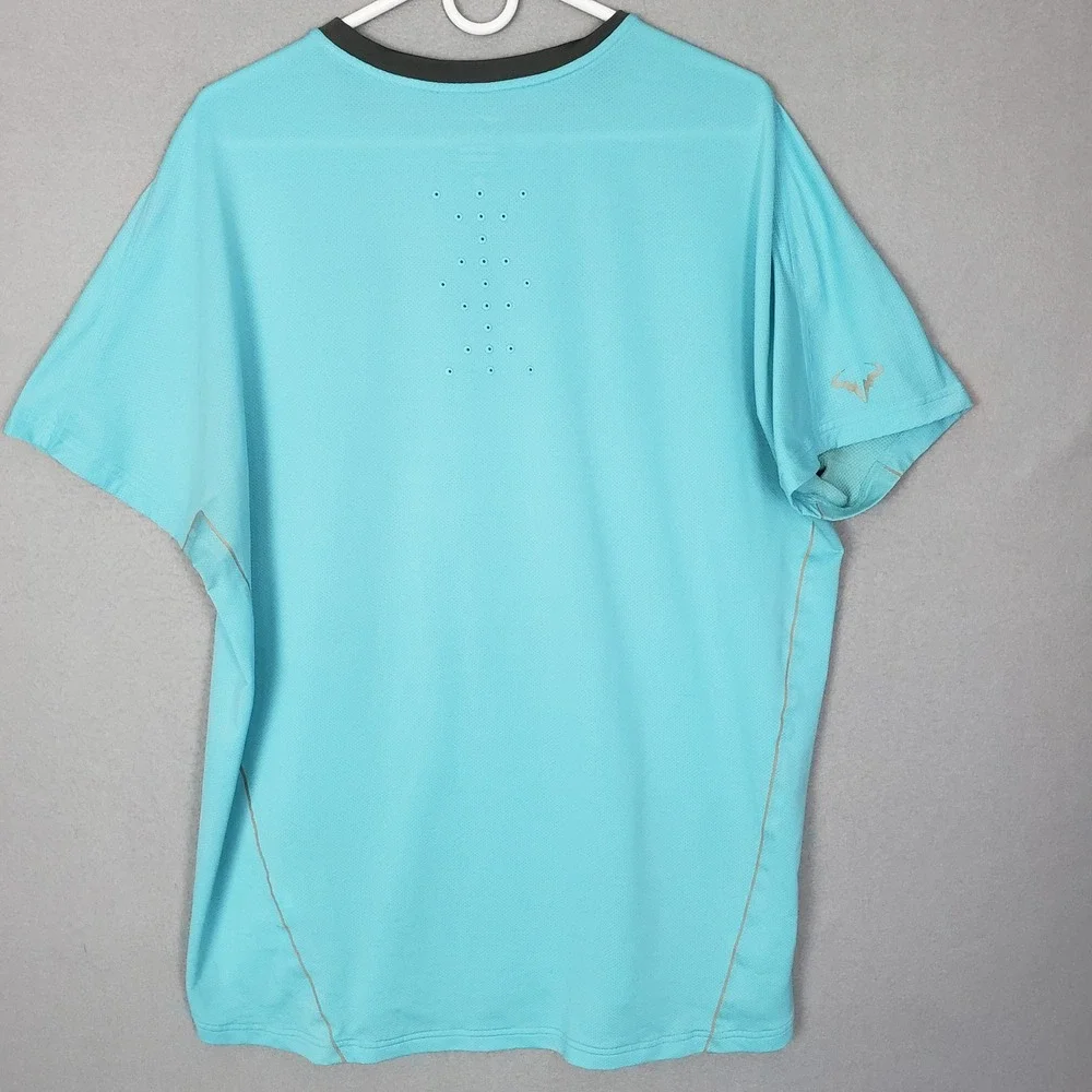 Nike Dri Fit Running Tee Shirt Aqua Blue Athletic Gym Workout Breathable Size XL